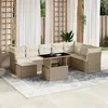 Image de Salon de jardin modulable Vidaxl rotin beige 9 pieces 62.0 x 62 x 69 8 personnes