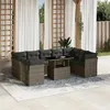 Image de Salon de jardin modulable vidaxl rotin 9 personnes 10 pieces 62 x 62 x 69 cm gris
