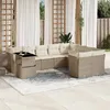 Image de Vidaxl Salon de jardin modulable - Pack de 10 pièces - Rotin beige - Table extensible