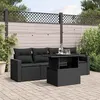 Image de Salon de jardin modulable Vidaxl 4 personnes noir resine tressee 62 x 55 x 69 cm 5 pieces