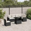 Image de Salon de jardin modulable Vidaxl rotin noir 7 pieces 62 x 62 x 69 6 personnes