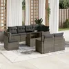 Image de vidaXL Salon de jardin 9 pcs avec coussins gris résine tressée 3267410