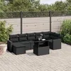 Image de vidaXL Salon de jardin 8 pcs avec coussins noir résine tressée 3267425
