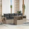 Image de Salon de jardin modulable 5 pièces résine tressée gris 2 personnes - Table extensible, pliant