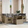 Image de Salon de jardin modulable Lot de 7 pièces Vidaxl rotin Beige 62 x 62 x 69 cm