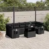 Image de vidaXL Salon de jardin 8 pcs avec coussins noir résine tressée 3267775