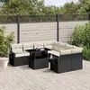 Image de Salon de jardin modulable Vidaxl rotin noir 9 pieces 62.0 x 62 x 69 8 personnes