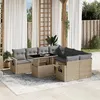 Image de Vidaxl Salon de jardin modulable 9 pièces rotin beige extensible 62x62x69 cm