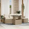 Image de Salon de jardin modulable Vidaxl resine tressee beige 6 pieces 55.0 x 62 x 69 5 personnes