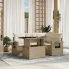 Image de Salon de jardin modulable Vidaxl rotin beige 5 pieces 62.0 x 62 x 69 4 personnes