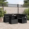 Image de Salon de jardin modulable vidaxl rotin noir 6 pieces 62 x 62 x 69 cm 5 personnes