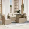 Image de Salon de jardin modulable Vidaxl rotin beige 6 pieces 62.0 x 62 x 69 5 personnes