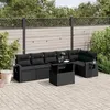 Image de vidaXL Salon de jardin 7 pcs avec coussins noir résine tressée 3267915