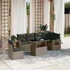 Image de Salon de jardin modulable vidaxl rotin 6 personnes gris 62 x 62 x 69 cm 7 pieces