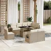 Image de vidaXL Salon de jardin avec coussins 9 pcs beige résine tressée 3268038