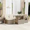 Image de Salon de jardin modulable Vidaxl rotin beige 7 pieces 62.0 x 62 x 69 6 personnes