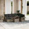 Image de Vidaxl Salon de jardin modulable - Lot de 8 pièces - Rotin gris - Table extensible - 7 personnes
