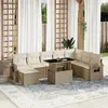 Image de Salon de jardin modulable Vidaxl 9 pieces beige 8 personnes 62 x 62 x 69 cm resine tressee