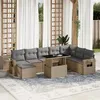 Image de Salon de jardin modulable Vidaxl resine tressee beige 9 pieces 62 x 62 x 69 cm