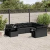 Image de vidaXL Salon de jardin 10 pcs avec coussins noir résine tressée 3268135