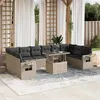 Image de vidaXL Salon de jardin 11 pcs avec coussins gris clair résine tressée 3268152