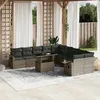 Image de Vidaxl Salon de jardin modulable - Lot de 11 pièces - Rotin gris - Table extensible - 10 personnes