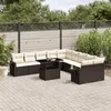 Image de Salon de jardin modulable - Lot de 11 pièces - Résine tressée marron - Table extensible 62 x 62 x 69 cm