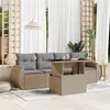 Image de Salon de jardin modulable Vidaxl 4 personnes 5 pieces beige 62 x 55 x 69 cm rotin