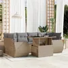 Image de Salon de jardin modulable Vidaxl 7 pieces beige rotin 62 x 62 x 69 cm 6 personnes