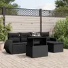 Image de Salon de jardin modulable Vidaxl rotin noir 6 pieces 62 x 55 x 69 5 personnes