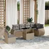 Image de Salon de jardin modulable Vidaxl rotin 6 personnes 7 pieces 62 x 62 x 69 cm beige