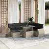 Image de vidaXL Salon de jardin 8 pcs avec coussins gris clair résine tressée 3268702