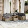 Image de Vidaxl Salon de jardin modulable - Lot de 9 pièces - Rotin - Beige - 8 personnes - Table extensible