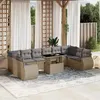 Image de Salon de jardin modulable Vidaxl beige 11 pieces rotin 62 x 62 x 69 cm 10 personnes