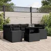 Image de Salon de jardin modulable Vidaxl resine tressee noir 7 pieces 62.0 x 62 x 69