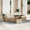 Image de Salon de jardin modulable Vidaxl 5 personnes 6 pieces beige 62 x 55 x 69 cm resine tressee
