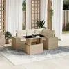 Image de Salon de jardin modulable Vidaxl rotin beige 5 pieces 62 x 62 x 69 4 personnes