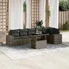Image de Salon de jardin modulable vidaxl rotin gris 7 pieces 62 x 62 x 69 cm 6 personnes
