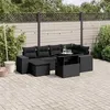 Image de Salon de jardin modulable Vidaxl rotin noir 7 pieces 62.0 x 62 x 69