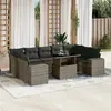 Image de Vidaxl Salon de jardin modulable 10 pièces - Rotin gris - 9 personnes - Table extensible