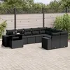 Image de Salon de jardin modulable Vidaxl rotin noir 10 pieces 62.0 x 62 x 69