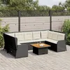 Image de vidaXL Salon de jardin 7 pcs avec coussins Noir Résine tressée, ensemble de canapé de jardin, ensemble de salon de jardin, ensemble de canapé en résine tressée 3262369