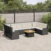 Image de vidaXL Salon de jardin 7 pcs avec coussins Noir Résine tressée, ensemble de canapé de jardin, ensemble de salon de jardin, ensemble de canapé en résine tressée