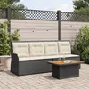 Image de vidaXL Salon de jardin 3 pcs avec coussins Noir Résine tressée