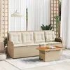 Image de vidaXL Salon de jardin avec coussins 3 pcs beige résine tressée, ensemble de canapé de jardin, ensemble de salon de jardin, ensemble de canapé en résine tressée