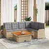 Image de Ensembles de bancs. canapes et tables de jardin Vidaxl resine tressee beige 5 pieces