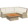 Image de Ensembles de bancs. canapes et tables de jardin Vidaxl resine tressee beige 5 pieces 110.0 x 110 x 71