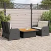 Image de vidaXL Salon de jardin 3 pcs avec coussins Noir Résine tressée, ensemble de canapé de jardin, ensemble de salon de jardin, ensemble de canapé en résine tressée