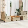 Image de Salon de jardin Vidaxl resine tressee 3 pieces beige 110.0 x 110 x 71 cm
