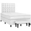 Image de vidaXL Sommier à Lattes de Lit avec Matelas, Lit Rembourré, Lit Double, Lit Adulte de Chambre à Coucher Intérieur, Moderne, Blanc 120x190cm Similicuir